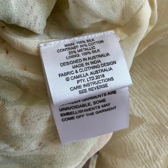 Camilla Strap Dress with Shaped Waistband Memories of Moree Cream Size Medium - Picture 11 of 11